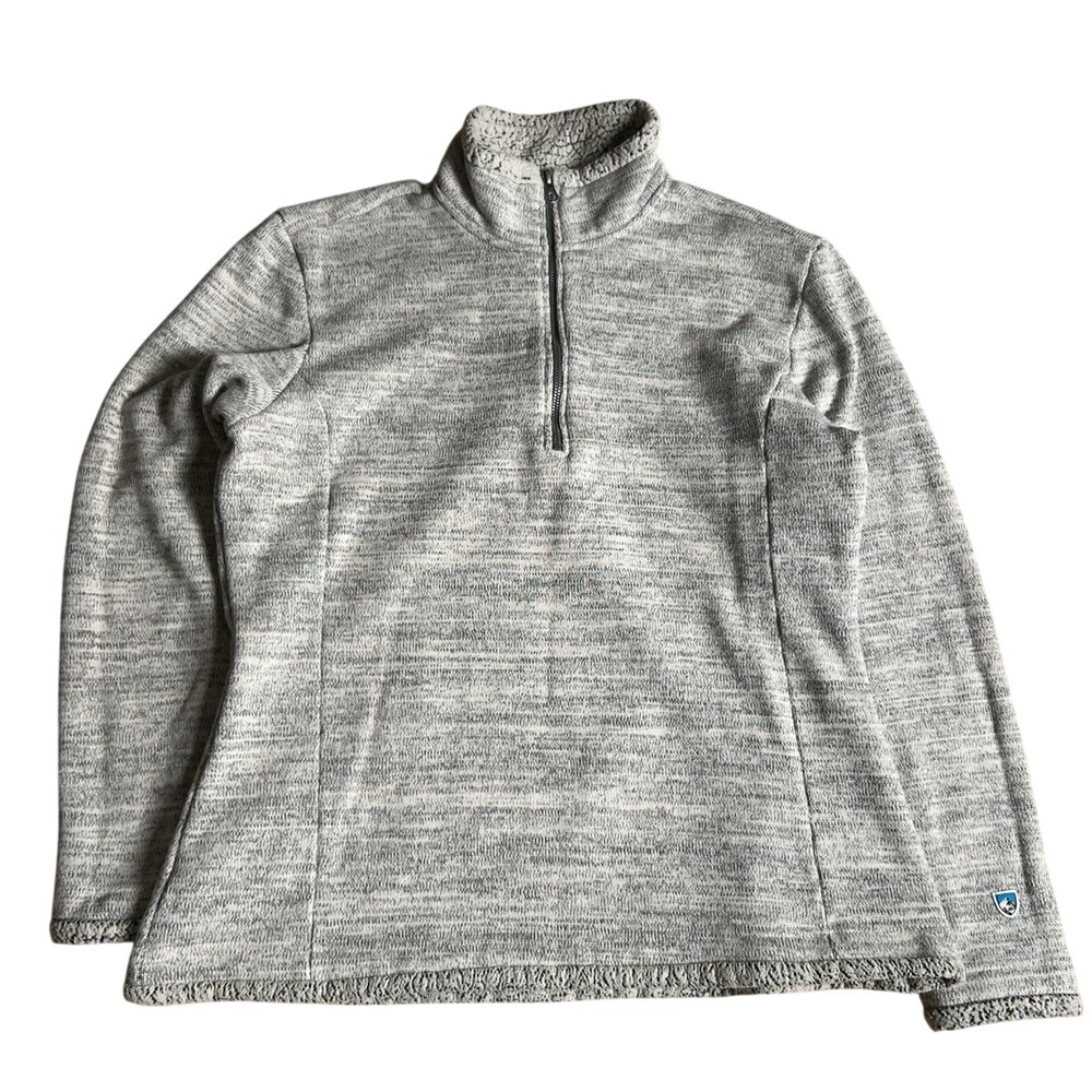 KUHL Kozet Jacket Womens XL Blend Sherpa Sweater Fleece Gray Quarter Zip
